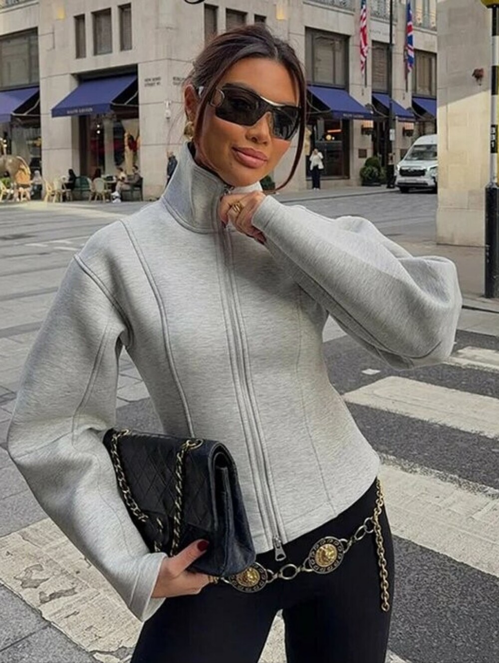 2026 Autumn Solid Women's Coat Casual Zippers Stand Collar Full Sleeve Waist-Clo